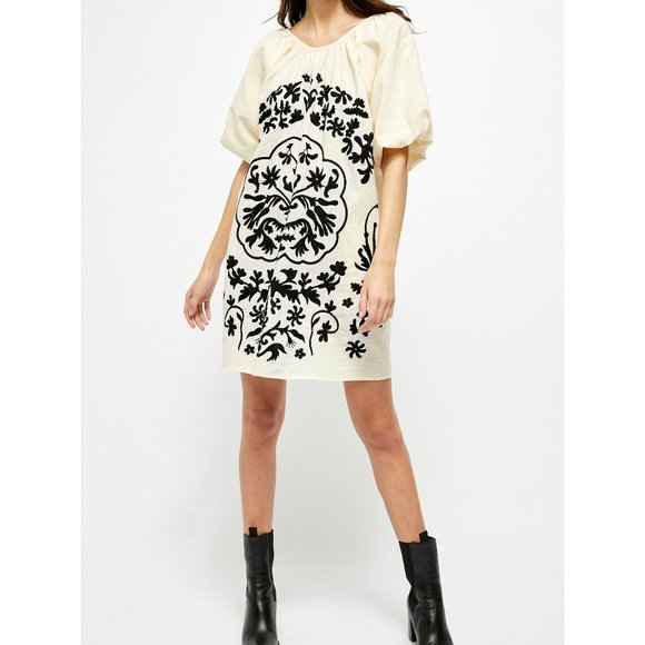 Free People Cream and Black Mini Dress - Picture 1 of 6